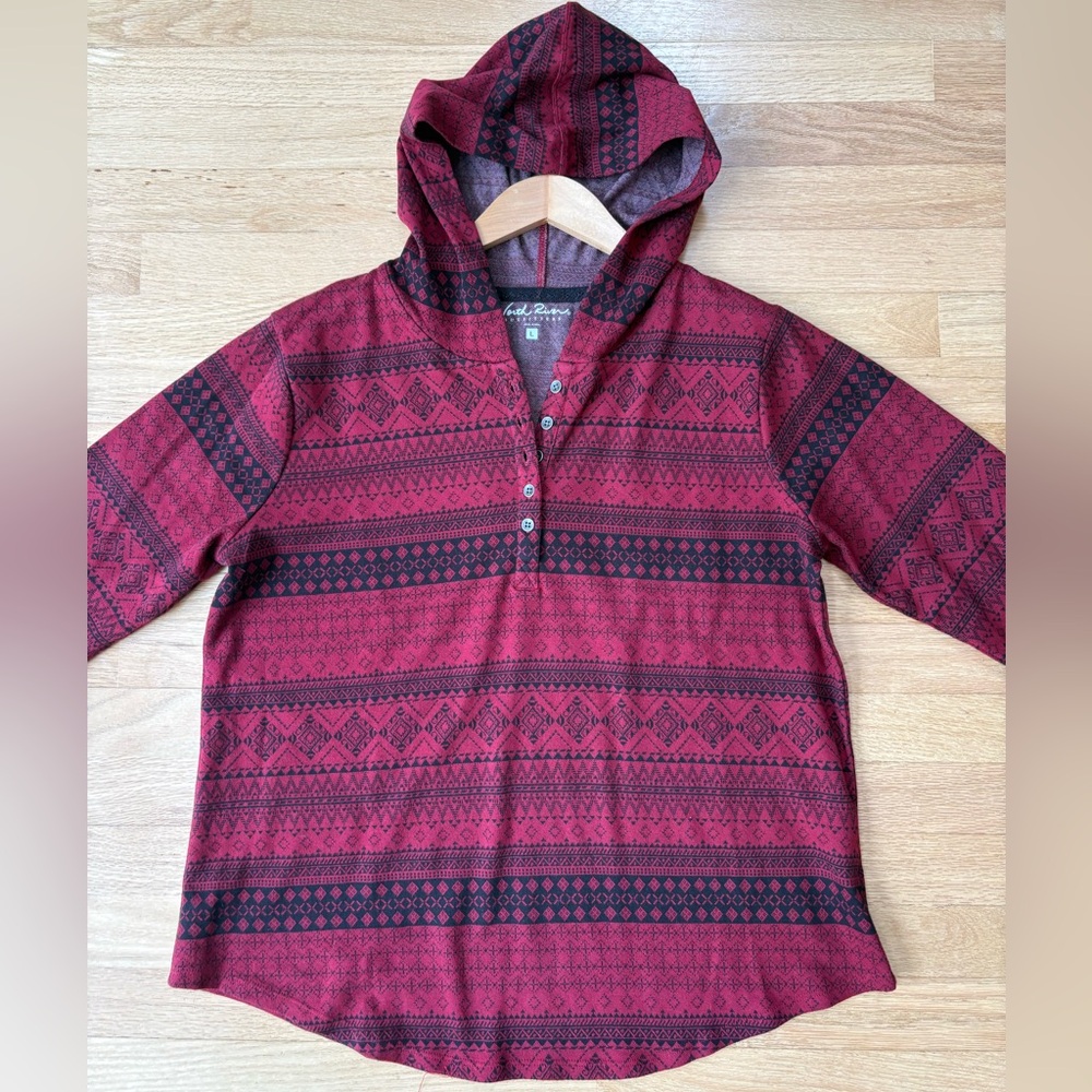 North River Outfitters Red and Black Pull Over Hooded Top Size Large